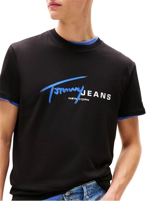 T-shirt nera in cotone Tommy Jeans | DM0DM20817BDS